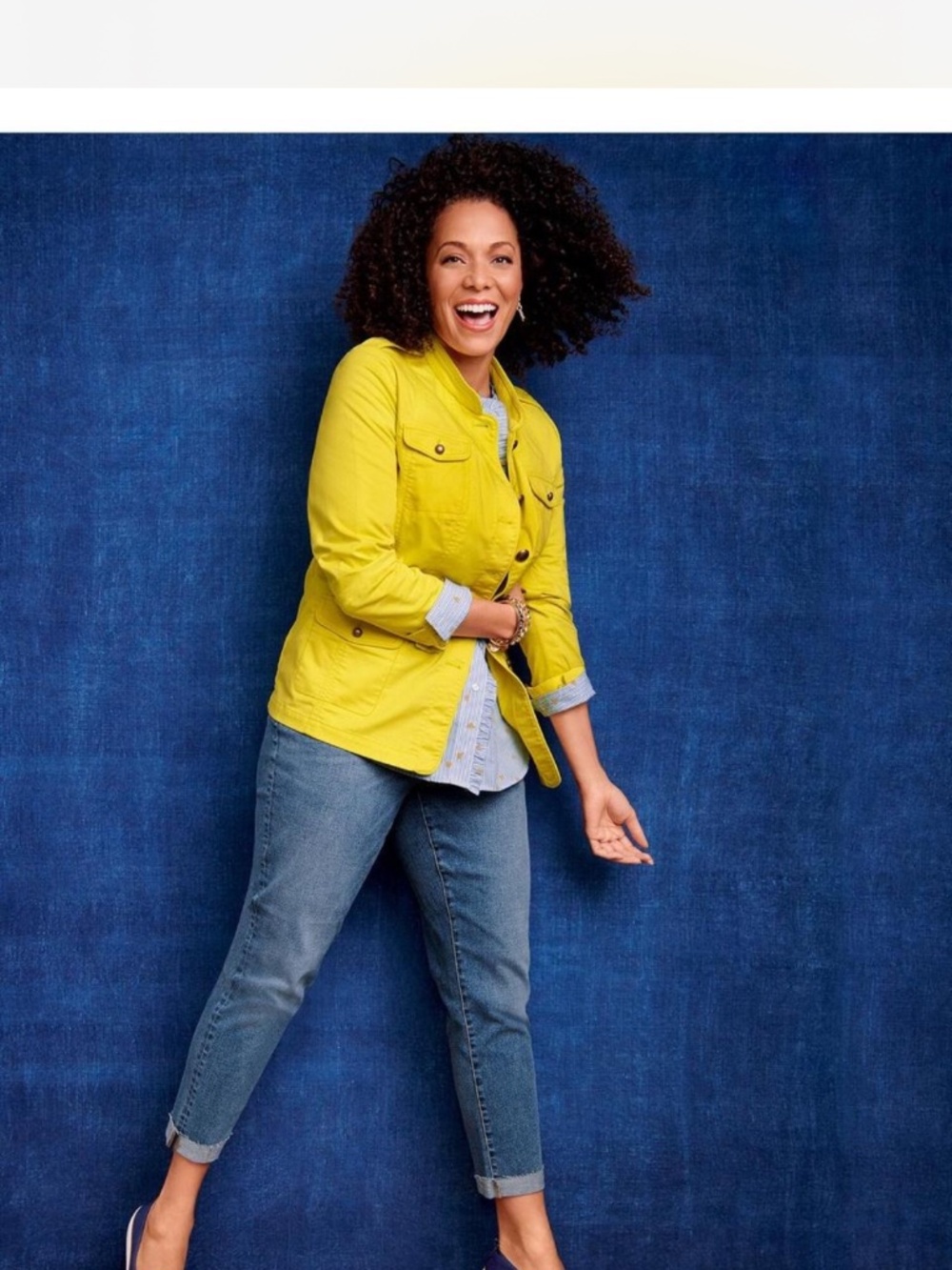 Talbots Utility Jacket, Sunshine Yellow, Stretch Blend, Sz 12 - Picture 3 of 7